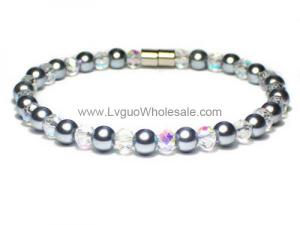 Magnet Clasp - 18cm Hematite Stone Beaded Bracelet